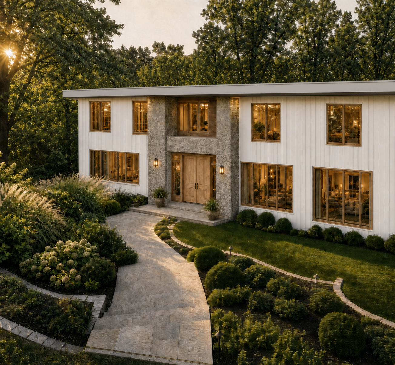 Study — flat-roof alternate over the same composition
